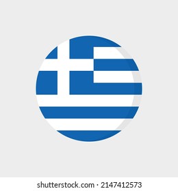 Bandera de icono plana de Grecia en símbolo circular aislado en fondo blanco. Ilustración vectorial.