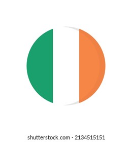 Flat icon flag of Ireland in circle symbol isolated on white background. Vector illustration.