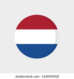 Flat icon flag of Netherlands in circle symbol isolated on white background. Vector illustration.