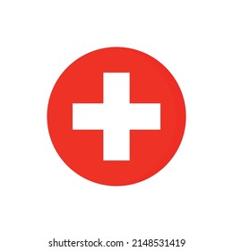 Flat icon flag of Switzerland in circle symbol isolated on white background. Vector illustration.