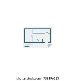 Flat Icon Floor Plan Element. Vector Illustration Of Flat Icon Blueprint Isolated On Clean Background. Can Be Used As Blueprint, Floor And Plan Symbols.