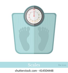 flat icon of floor scale with place for foot isolated on white