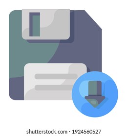 
Flat icon of floppy download, editable vector 