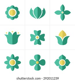 Flat Icon  Flower Icons Set, Vector Design