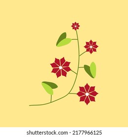 Flor de icono plana y vector de ilustración aislado de hoja