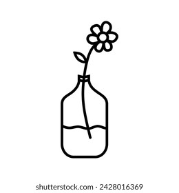 Flat icon of flowers in a vase, simple symbol of flowers in a vase