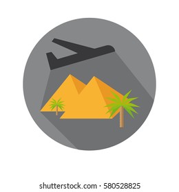 Flat Icon of Fly Away Plane And Pyramid For Travel And Beach