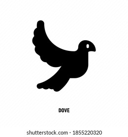 Flat icon of flying dove, sign of love and peace. Bird logo. Vector illustration.