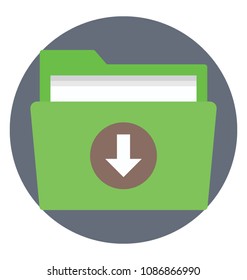 
Flat icon of a folder downloading files 
