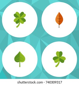 Flat Icon Foliage Set Of Hickory, Leaf, Leafage And Other Vector Objects. Also Includes Foliage, Leaf, Hickory Elements.