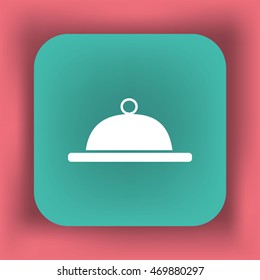 Flat icon. Food. Dinner. The dish is covered with a lid.