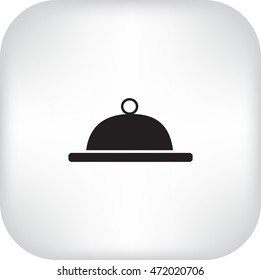 Flat icon. Food. Dinner. The dish is covered with a lid.