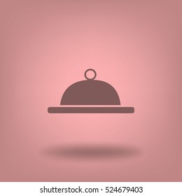 Flat icon. Food. Dinner. The dish is covered with a lid.