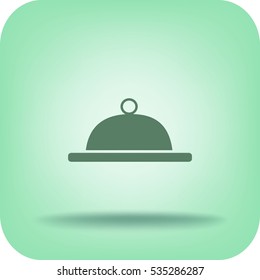 Flat icon. Food. Dinner. The dish is covered with a lid.