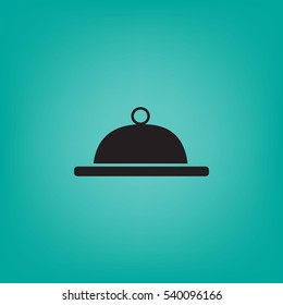 Flat icon. Food. Dinner. The dish is covered with a lid.