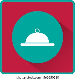 Flat icon. Food. Dinner. The dish is covered with a lid.