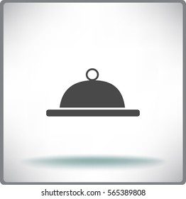 Flat icon. Food. Dinner. The dish is covered with a lid.