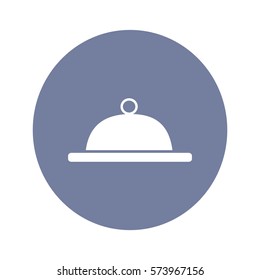 Flat icon. Food. Dinner. The dish is covered with a lid.