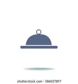 Flat icon. Food. Dinner. The dish is covered with a lid.