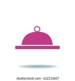 Flat icon. Food. Dinner. The dish is covered with a lid.
