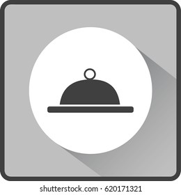 Flat icon. Food. Dinner. The dish is covered with a lid.