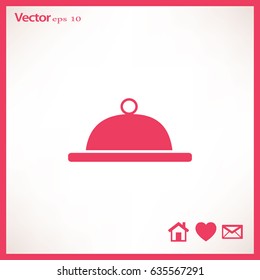 Flat icon. Food. Dinner. The dish is covered with a lid.