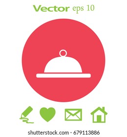 Flat icon. Food. Dinner. The dish is covered with a lid.