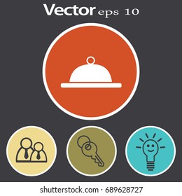 Flat icon. Food. Dinner. The dish is covered with a lid.