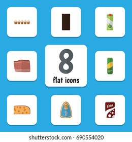 Flat Icon Food Set Of Confection, Packet Beverage, Fizzy Drink And Other Vector Objects. Also Includes Fizzy, Holland, Bar Elements.