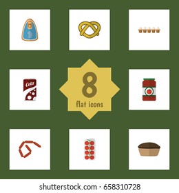Flat Icon Food Set Of Fizzy Drink, Tomato, Eggshell Box And Other Vector Objects. Also Includes Love, Fizzy, Egg Elements.