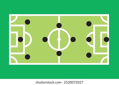Flat icon of football tactics formation, soccer game plan strategy 4-3-3, vector design illustration. 
