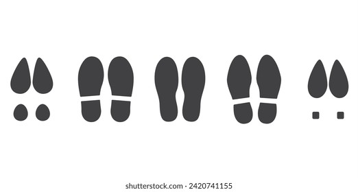 Flat icon of footprints. Footsteps icon collection. Vector illustration of footprint man and woman isolated icon in transparent background. shoe, step flat simple symbol.