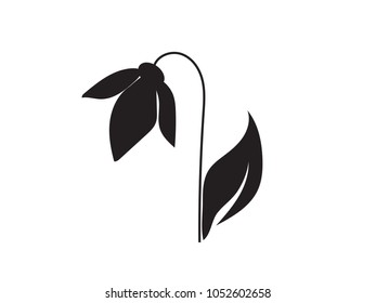 Flat icon of a forest flower (snowdrop). Vector illustration.
