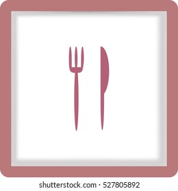 Flat icon. Fork and knife. Dinner.