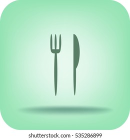 Flat icon. Fork and knife. Dinner.