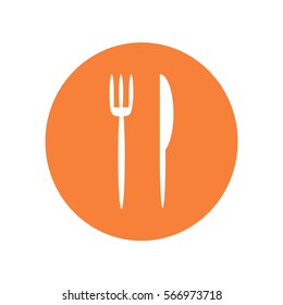 Flat icon. Fork and knife. Dinner.