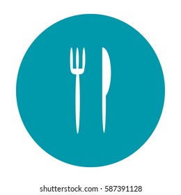 Flat icon. Fork and knife. Dinner.