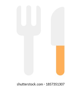 Flat icon of fork and knife showing kitchen utensils