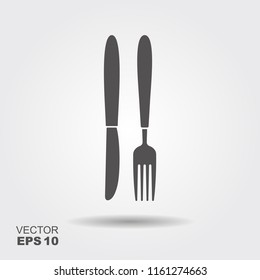 Flat icon fork with a knife. Vector illustration