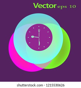 Flat icon. Fork Spoon Knife. Time to eat.