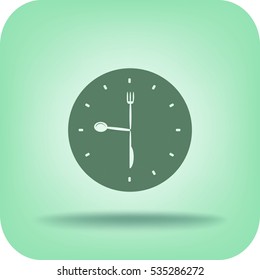Flat icon. Fork Spoon Knife. Time to eat.