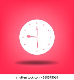 Flat icon. Fork Spoon Knife. Time to eat.