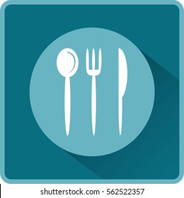 Icono plano. Cuchillo de la Cuchara de la horquilla.