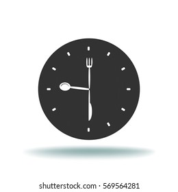 Flat icon. Fork Spoon Knife. Time to eat.