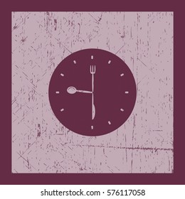 Flat icon. Fork Spoon Knife. Time to eat.