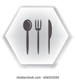 Icono plano. Cuchillo de la Cuchara de la horquilla.