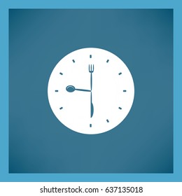 Icono plano. Cuchillo de la Cuchara de la horquilla. Es hora de comer.