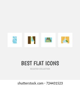 Flat Icon Frame Set Of Glass Frame, Clean, Curtain And Other Vector Objects. Also Includes Clean, Window, Curtain Elements.