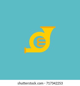 Flat Icon French Horn Element. Vector Illustration Of Flat Icon Trombone Isolated On Clean Background.