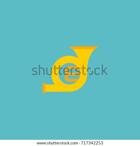 Flat Icon French Horn Element. Vector Illustration Of Flat Icon Trombone Isolated On Clean Background.